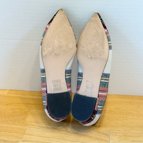 J Crew Pointed Bow Flats Snowy Tartan Plaid - Picture 7 of 9